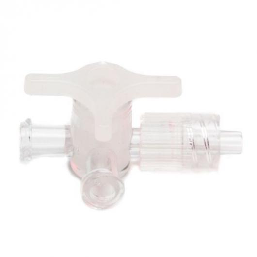4-Way Stopcock, White, 2 Female Luer Locks, Male Luer with Spin Lock