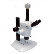 Precision stereo zoom trinocular microscope (IV)on track stand