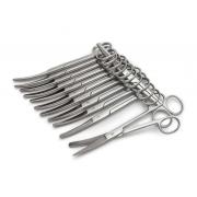 Operating scissors, 16 cm, curved, sharp/blunt, 12-pack