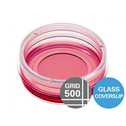 µ-Dish 35 mm, high grid-500 glass bottom