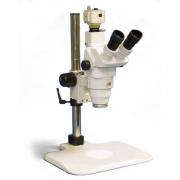 Precision stereo zoom trinocular microscope (III) on post stand